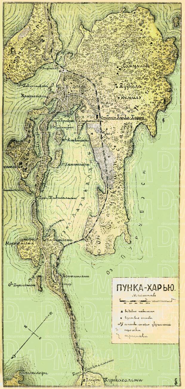 Punkaharju map (in Russian), 1889. Use the zooming tool to explore in higher level of detail. Obtain as a quality print or high resolution image
