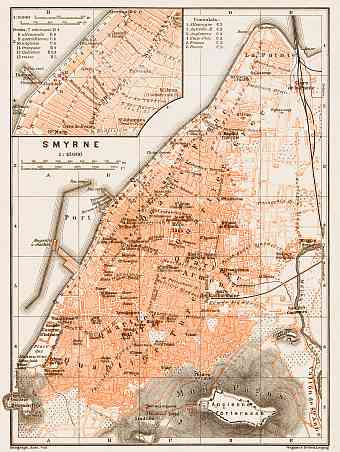 Smyrna (إزمير, İzmir, Smyrne) city map, 1914