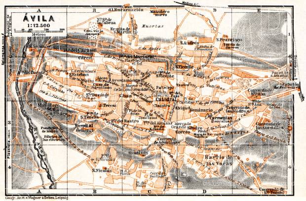 Ávila city map, 1929. Use the zooming tool to explore in higher level of detail. Obtain as a quality print or high resolution image