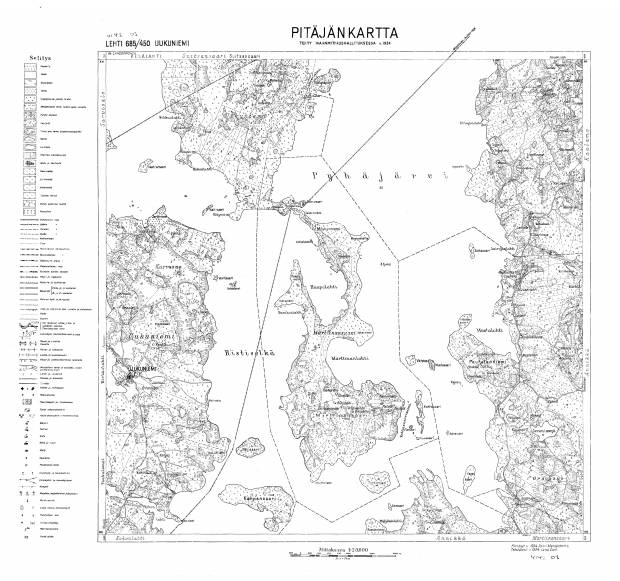 Uukuniemi and close surrounding. Uukuniemi. Pitäjänkartta 414203. Parish map from 1934. Use the zooming tool to explore in higher level of detail. Obtain as a quality print or high resolution image