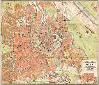 Vienna (Wien) city map, 1884