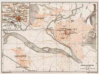 Adrianople (ادرنه, Edirne) city map, 1914