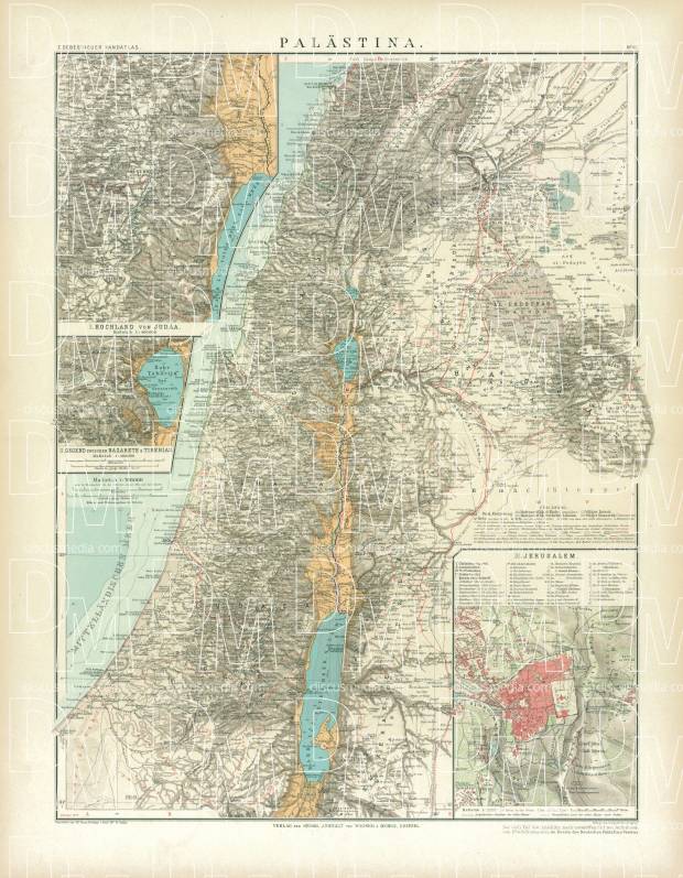 Details about   Antique old historic map 1800s Vignette Reprint 1851c Tallis Modern Palestine 