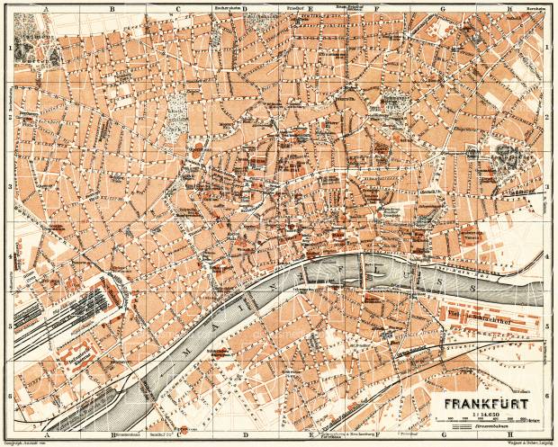 Frankfurt (Frankfurt-am-Main) city map, 1905. Use the zooming tool to explore in higher level of detail. Obtain as a quality print or high resolution image