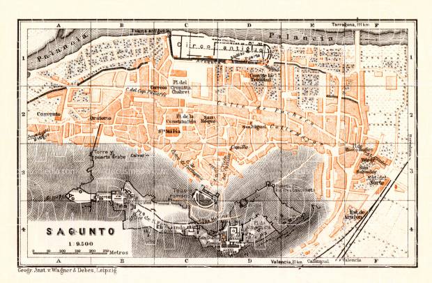 Sagunto city map, 1929. Use the zooming tool to explore in higher level of detail. Obtain as a quality print or high resolution image