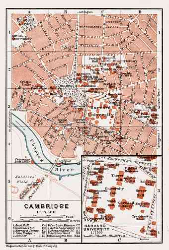 Cambridge (Massachusetts) city map, 1909