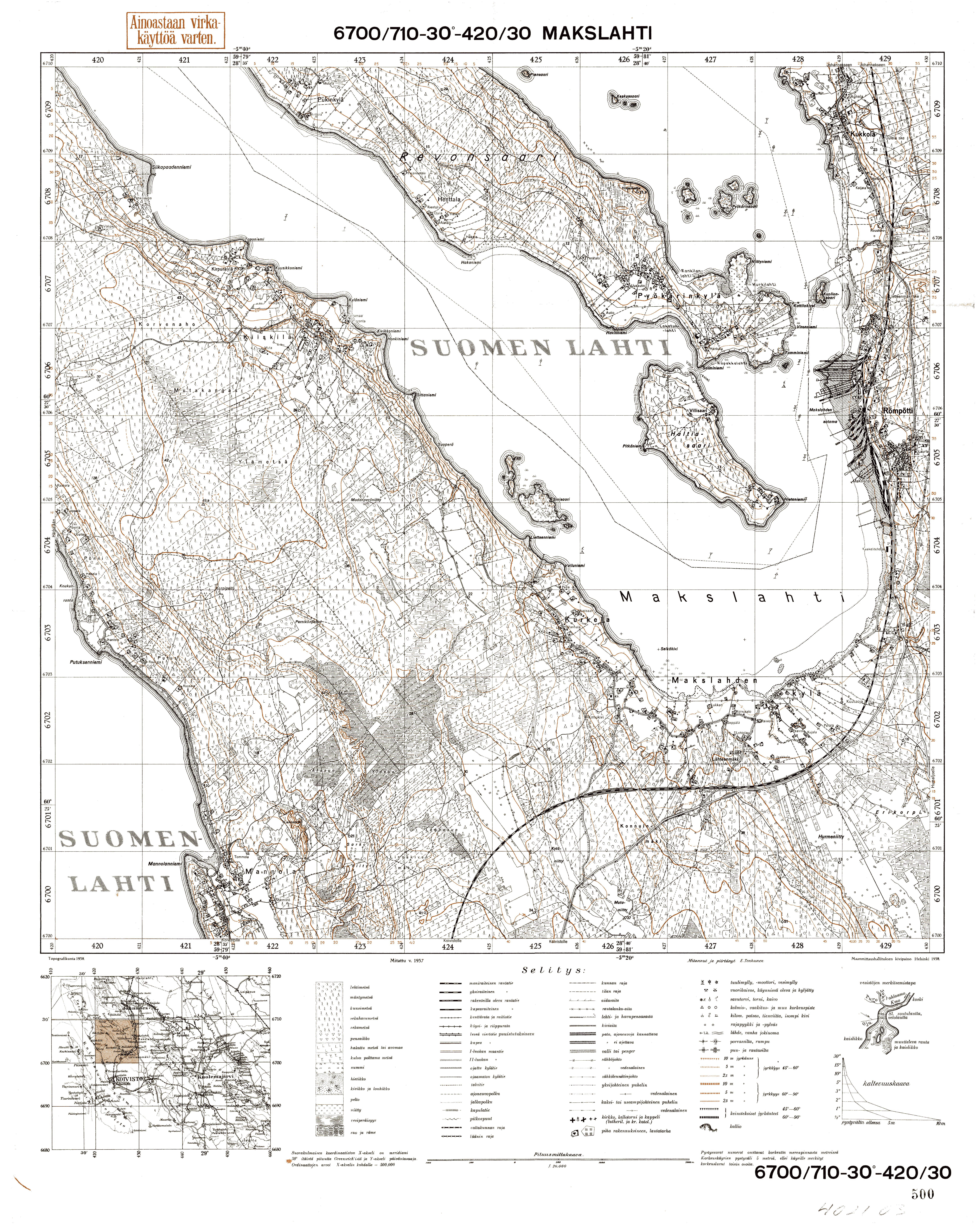 Glebytševo. Makslahti. Topografikartta 402103. Topographic map from 1938. Use the zooming tool to explore in higher level of detail. Obtain as a quality print or high resolution image