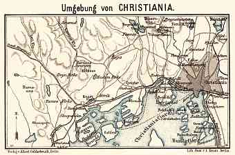 Christiania (Oslo) and environs map, 1913