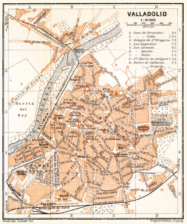 Valladolid city map, 1899. Use the zooming tool to explore in higher level of detail. Obtain as a quality print or high resolution image