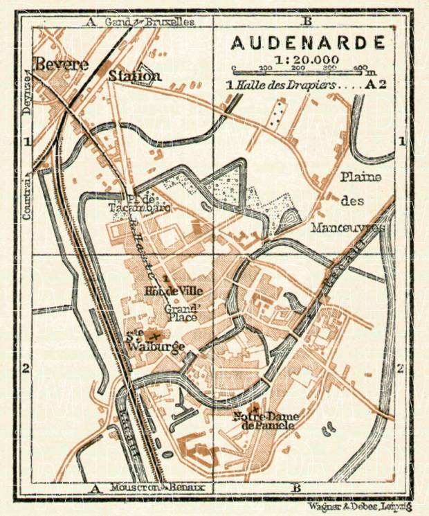 Audenarde city map, 1909. Use the zooming tool to explore in higher level of detail. Obtain as a quality print or high resolution image