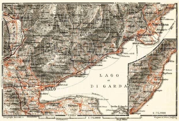 Saló (Salo), environs map, 1913. Use the zooming tool to explore in higher level of detail. Obtain as a quality print or high resolution image