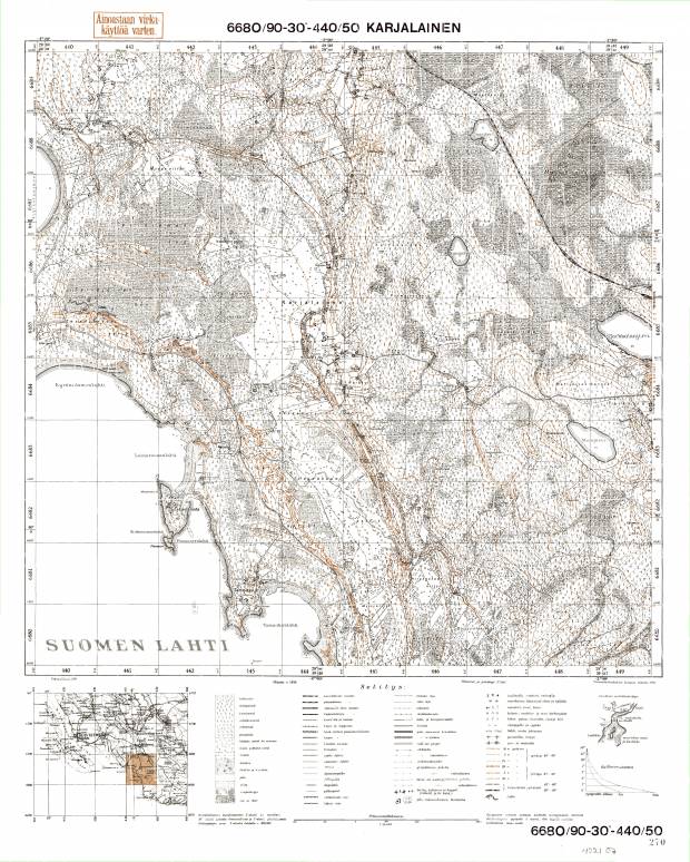 Lužki. Karjalainen. Topografikartta 402107. Topographic map from 1940. Use the zooming tool to explore in higher level of detail. Obtain as a quality print or high resolution image