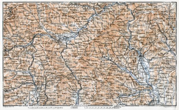 Carinthian-Styrian Alps (Steirisch-Kärntnerische Alpen) from Murau to Gleisdorf district map, 1910. Use the zooming tool to explore in higher level of detail. Obtain as a quality print or high resolution image
