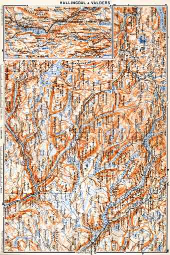 Hallingdal and Valders area map, 1910