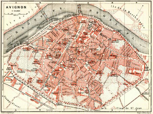 Avignon city map, 1885. Use the zooming tool to explore in higher level of detail. Obtain as a quality print or high resolution image