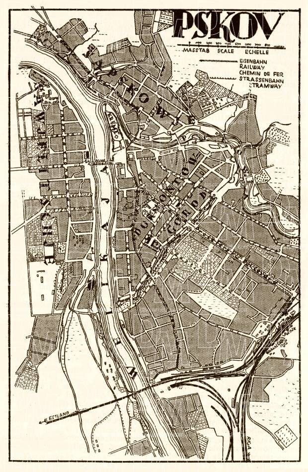 Old Map Of Pskov In 1928 Buy Vintage Map Replica Poster Print Or Download Picture