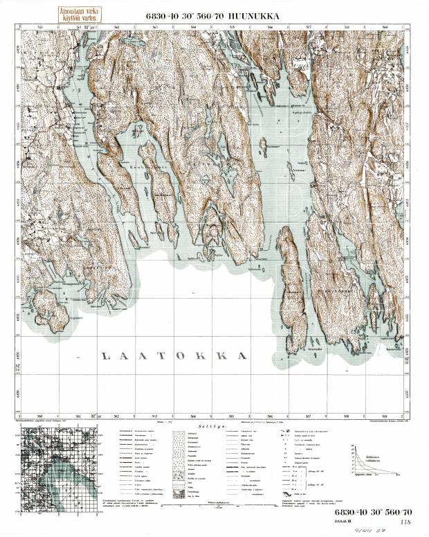Hunukka, Peninsula. Huunukka. Topografikartta 414407. Topographic map from 1941. Use the zooming tool to explore in higher level of detail. Obtain as a quality print or high resolution image