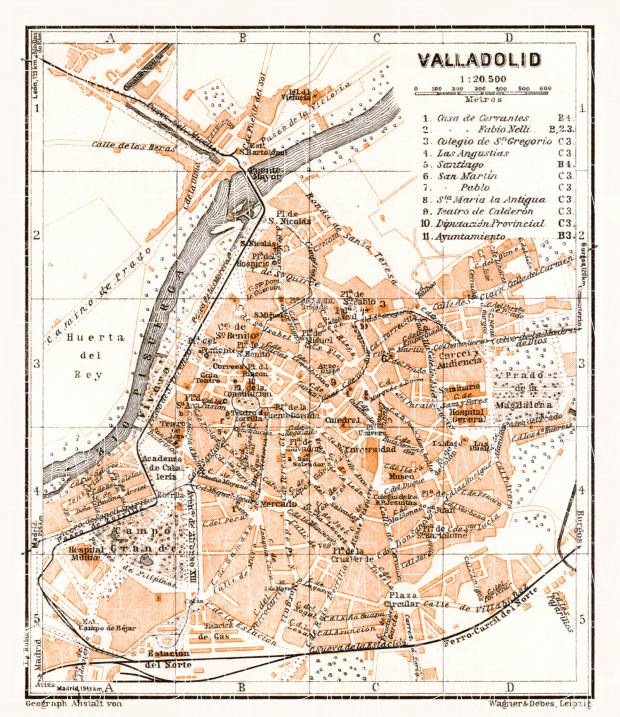 Valladolid city map, 1929. Use the zooming tool to explore in higher level of detail. Obtain as a quality print or high resolution image