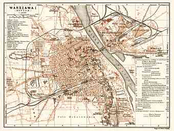 Warsaw (Варшава, Warschau, Warszawa) city map, 1914