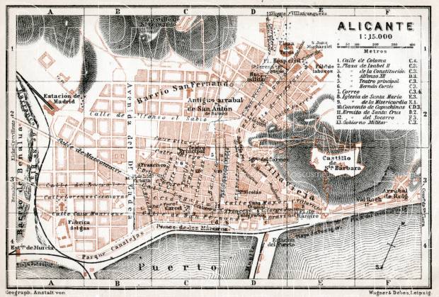 Alicante city map, 1913. Use the zooming tool to explore in higher level of detail. Obtain as a quality print or high resolution image