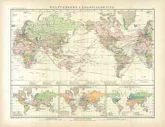 World Map of the International Transport and Colonial Possessions, 1905