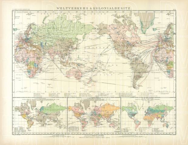 World Map of the International Transport and Colonial Possessions, 1905. Use the zooming tool to explore in higher level of detail. Obtain as a quality print or high resolution image