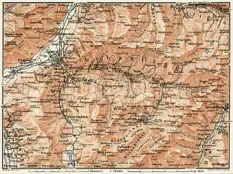Chur and Arosa environs map (with Schanfigg), 1909