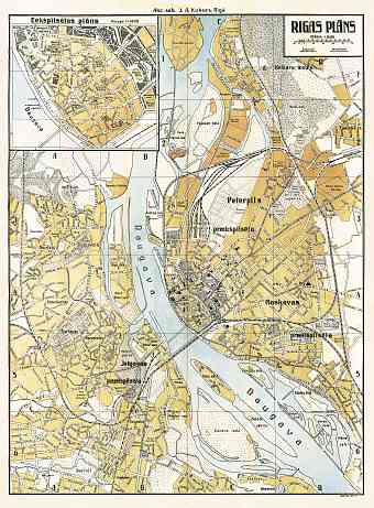 Rīga city map. Rīgas plāns, 1921
