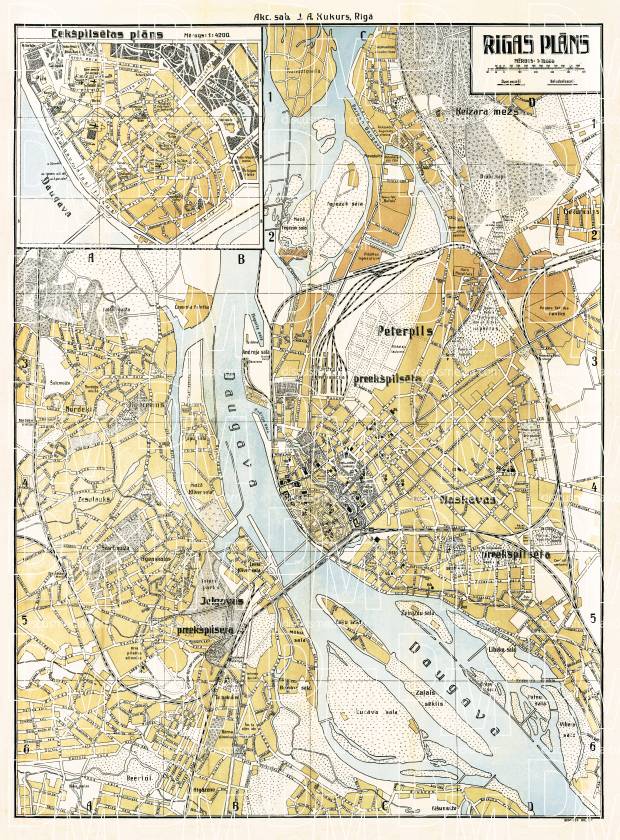 Rīga city map. Rīgas plāns, 1921. Use the zooming tool to explore in higher level of detail. Obtain as a quality print or high resolution image