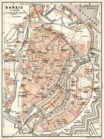 Danzig (Gdańsk) city map, 1911