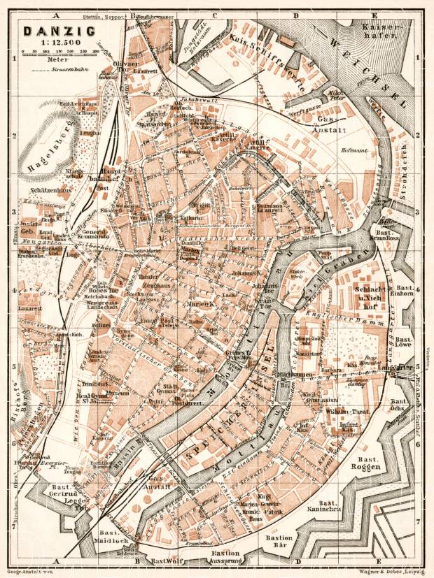 Danzig (Gdańsk) city map, 1911. Use the zooming tool to explore in higher level of detail. Obtain as a quality print or high resolution image
