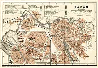 Kazan (Казань) city map, 1914