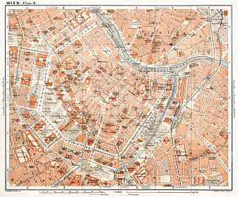 Vienna (Wien), central part map, 1911
