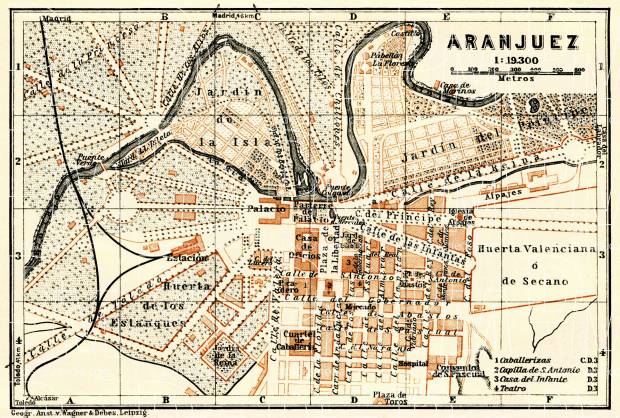 Aranjuez city map, 1929. Use the zooming tool to explore in higher level of detail. Obtain as a quality print or high resolution image