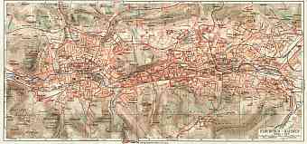Barmen and Elberfeld (Wuppertal) city map, about 1900