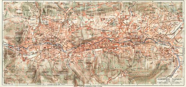 Barmen and Elberfeld (Wuppertal) city map, about 1900. Use the zooming tool to explore in higher level of detail. Obtain as a quality print or high resolution image