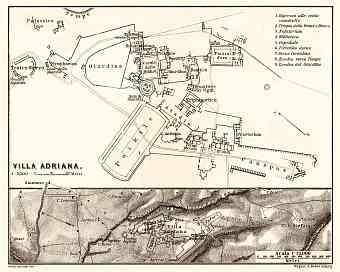 Hadrian´s Villa (Villa Adriana) and environs map, 1898 (Rome)