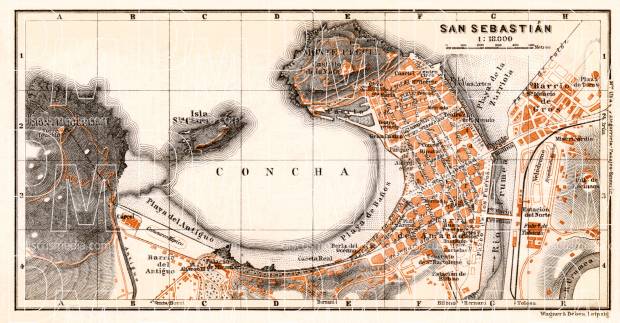 San Sebastián (Donostia) city map, 1913. Use the zooming tool to explore in higher level of detail. Obtain as a quality print or high resolution image