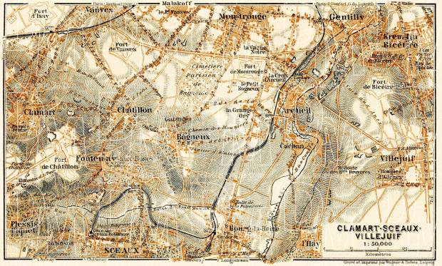 Clamart, Sceaux and Villejuif map, 1903. Use the zooming tool to explore in higher level of detail. Obtain as a quality print or high resolution image