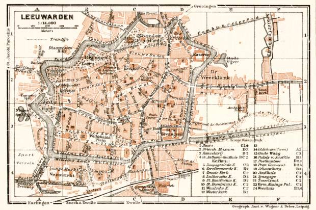 Leeuwarden city map, 1909. Use the zooming tool to explore in higher level of detail. Obtain as a quality print or high resolution image