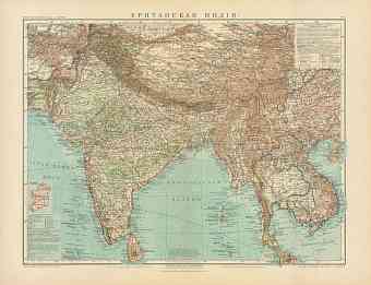 Southern Asia Map (in Russian), 1910