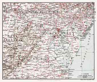Railway Map of the Middle and Southern States, 1909