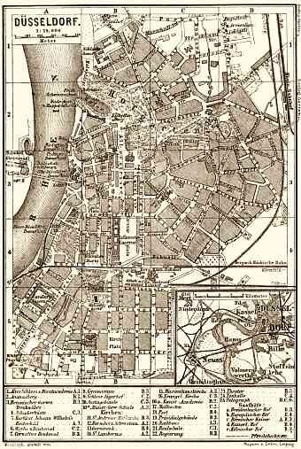 Düsseldorf city map, 1887