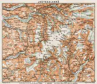 Jostedalsbrä (Jostedalsbreen) Area Map, 1931
