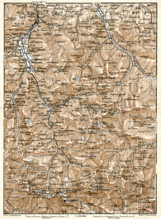 St. Sauveur, Barèges and Gavarnie map, 1886. Use the zooming tool to explore in higher level of detail. Obtain as a quality print or high resolution image