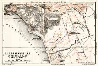 Map of the south suburbs of Marseille, 1902