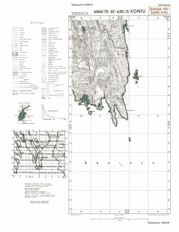 Konda Village Site. Kontu. Topografikartta 525301. Topographic map from 1943. Use the zooming tool to explore in higher level of detail. Obtain as a quality print or high resolution image