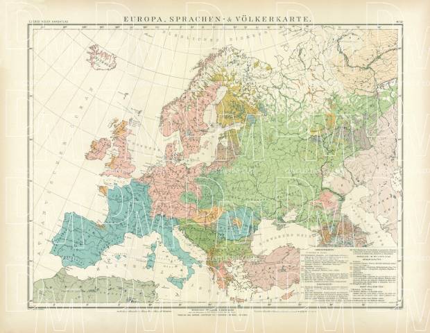 Europe Nation and Language Map, 1905. Use the zooming tool to explore in higher level of detail. Obtain as a quality print or high resolution image