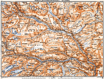 North Gudbrand Valley and Otta Valley district map, 1910