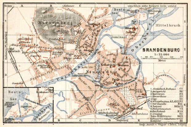 Brandenburg (an der Havel) city map, 1911. Use the zooming tool to explore in higher level of detail. Obtain as a quality print or high resolution image